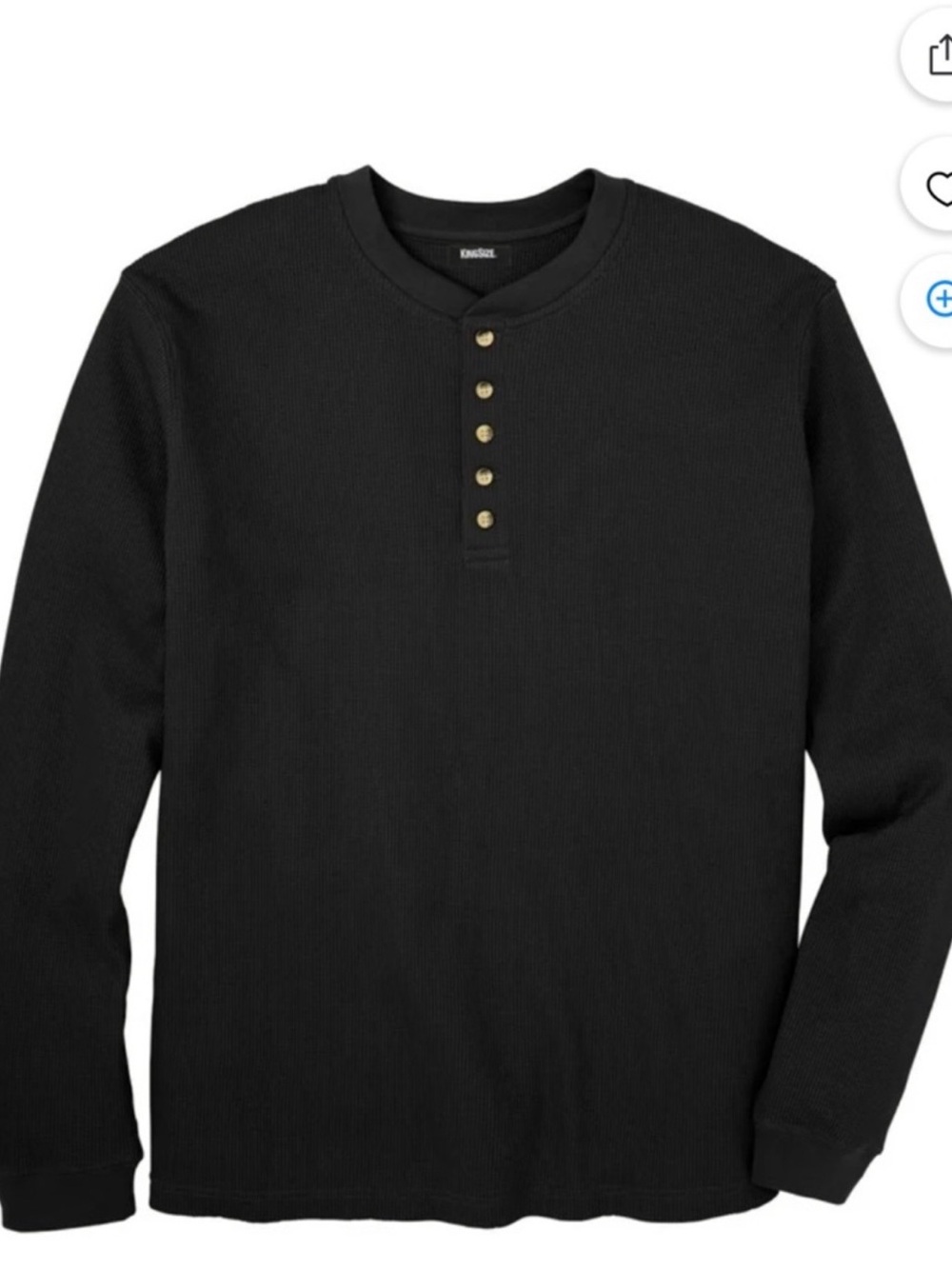 KingSize Waffle Knit Thermal Henley NAVY 4XL Big & Tall NWT | Long Sleeve Shirt